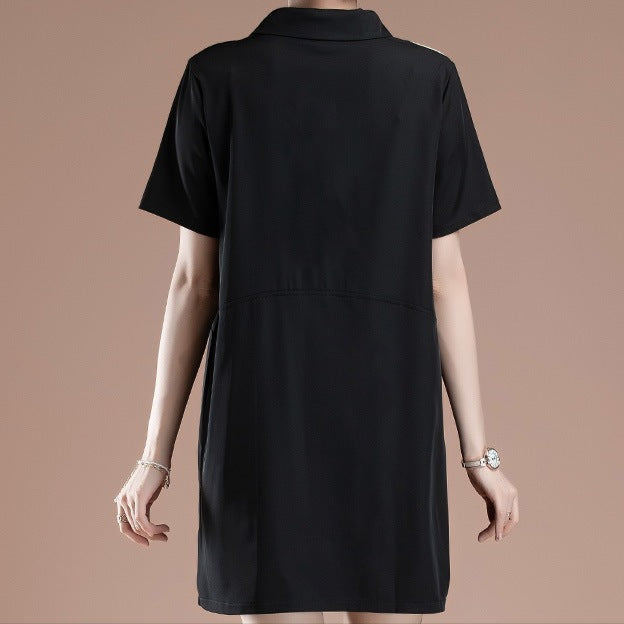 Buttoned Contrast Panel Collar Shirt/Dress