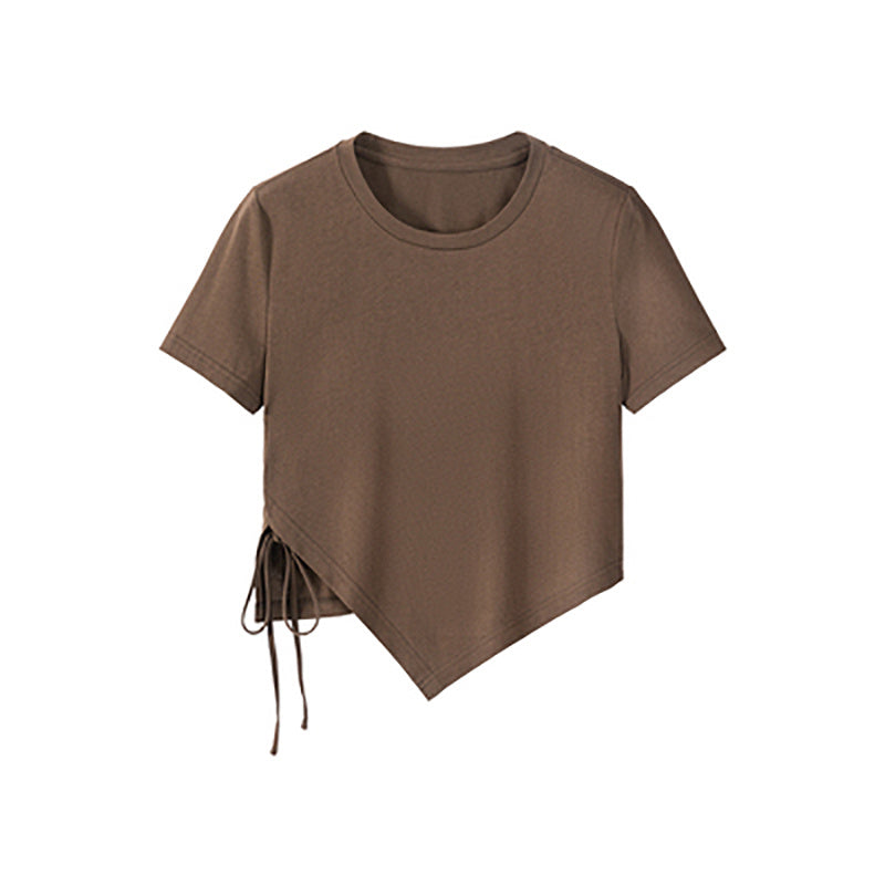 Asymmetrical Wrap Short-sleeved T-shirt