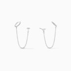 Fine Silver Choker Tassel Stud Earrings