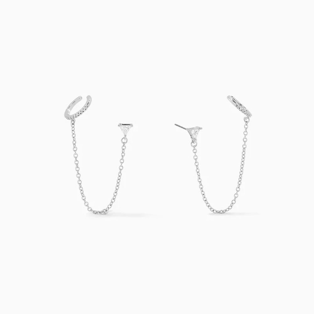 Fine Silver Choker Tassel Stud Earrings