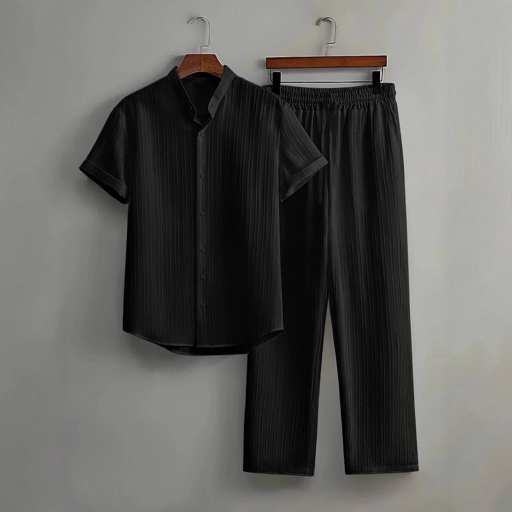 Casual Multi-color Short Sleeve + Pant Set