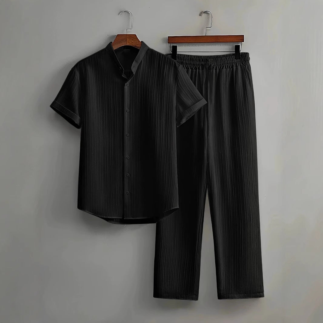 Casual Multi-color Short Sleeve + Pant Set