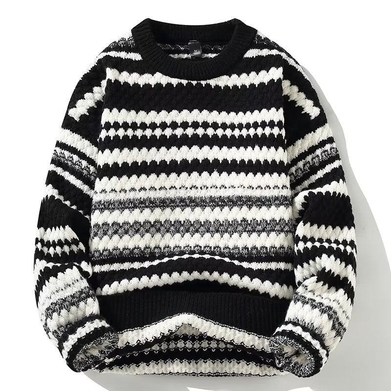 Textured Striped Big Sweater