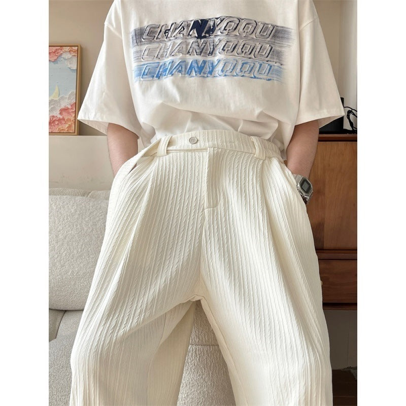 Ice Silk Textured Draping Trousers