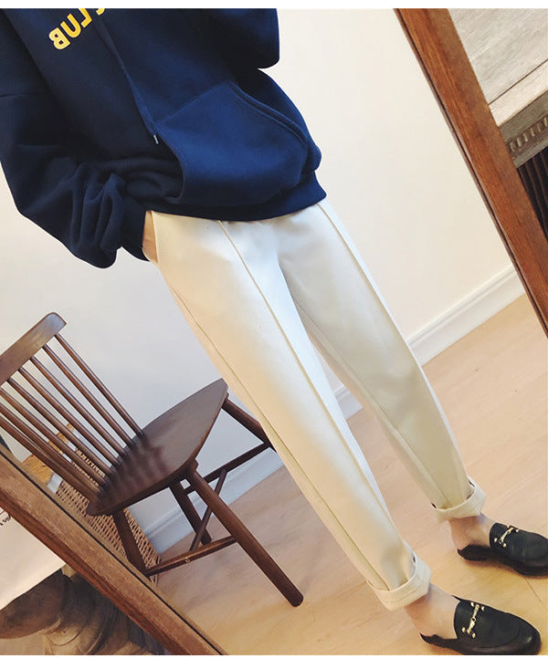 Straight Tapered Elastic Waist Capri Slacks