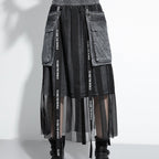 Elastic waist and mesh skirt with pockets