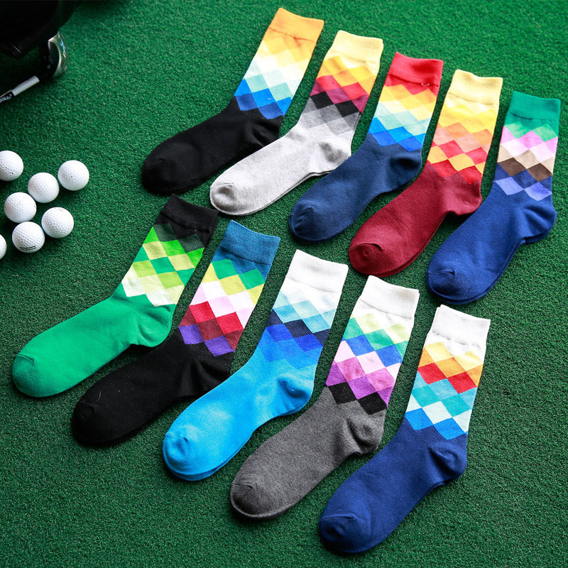 Colored diamond  long socks