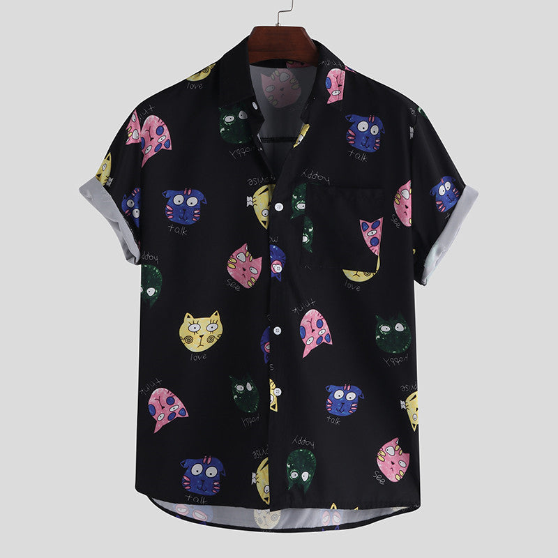 Cat Mood Print Shirt