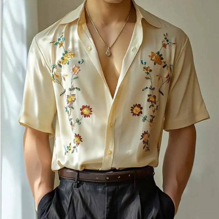 Straight-cut Print Button-up Shirt