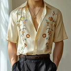Straight-cut Print Button-up Shirt