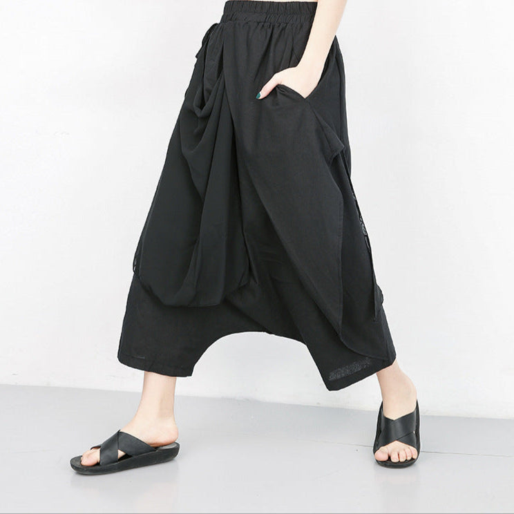 Asymmetrical Design Layered Low Bottom Harem Pants