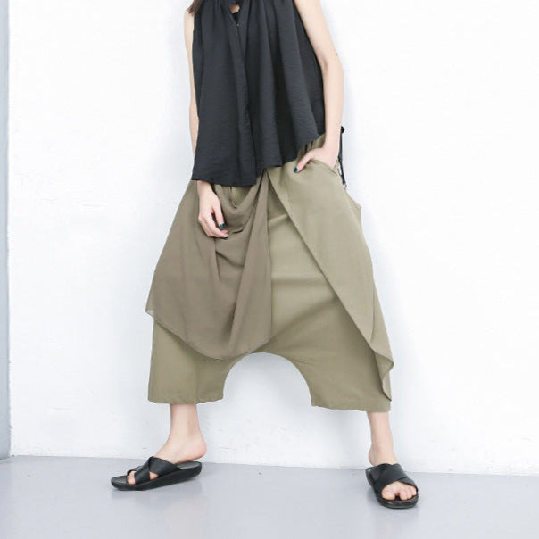 Asymmetrical Design Layered Low Bottom Harem Pants