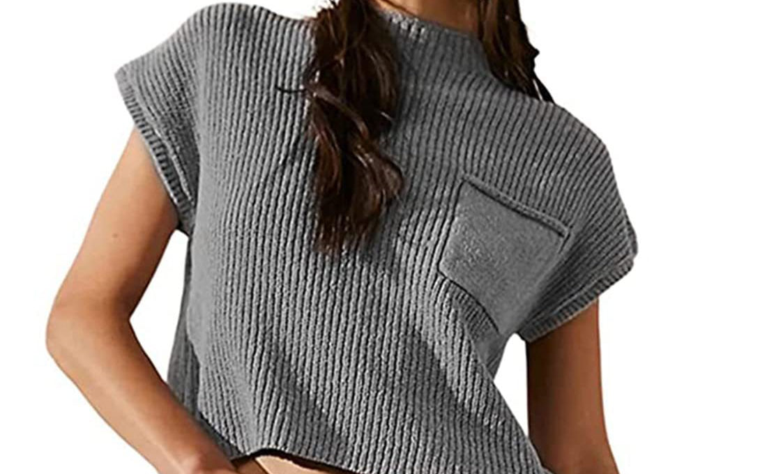 Knitted Sleeveless Pocket Casual Pullover Vest