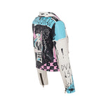 Graffiti Print Pleather Jacket