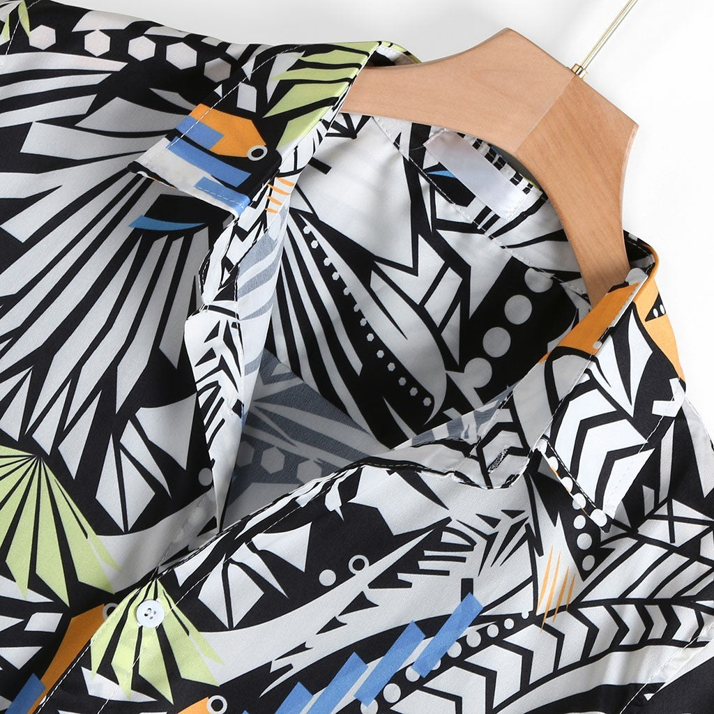 Swiggle Pattern Print Button up