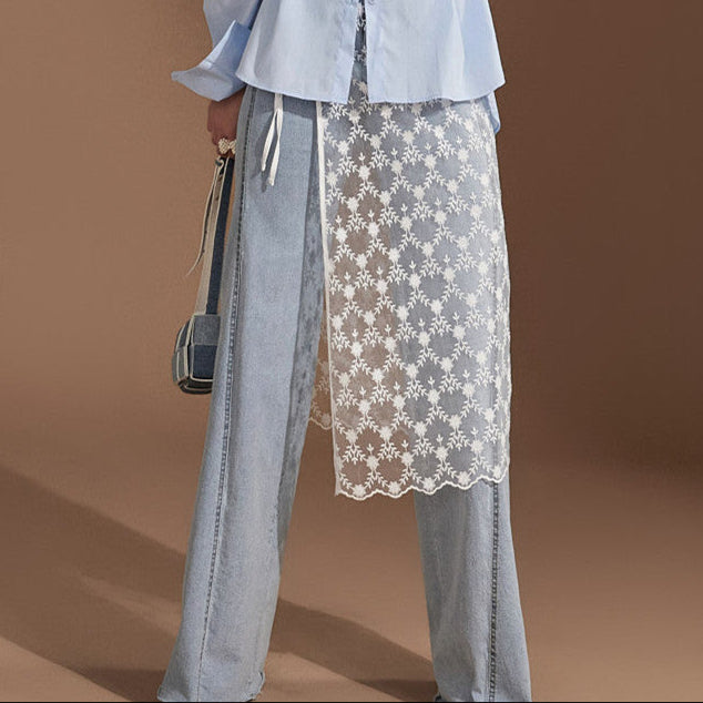 Lace Trim Multilayer Tie-on Skirt