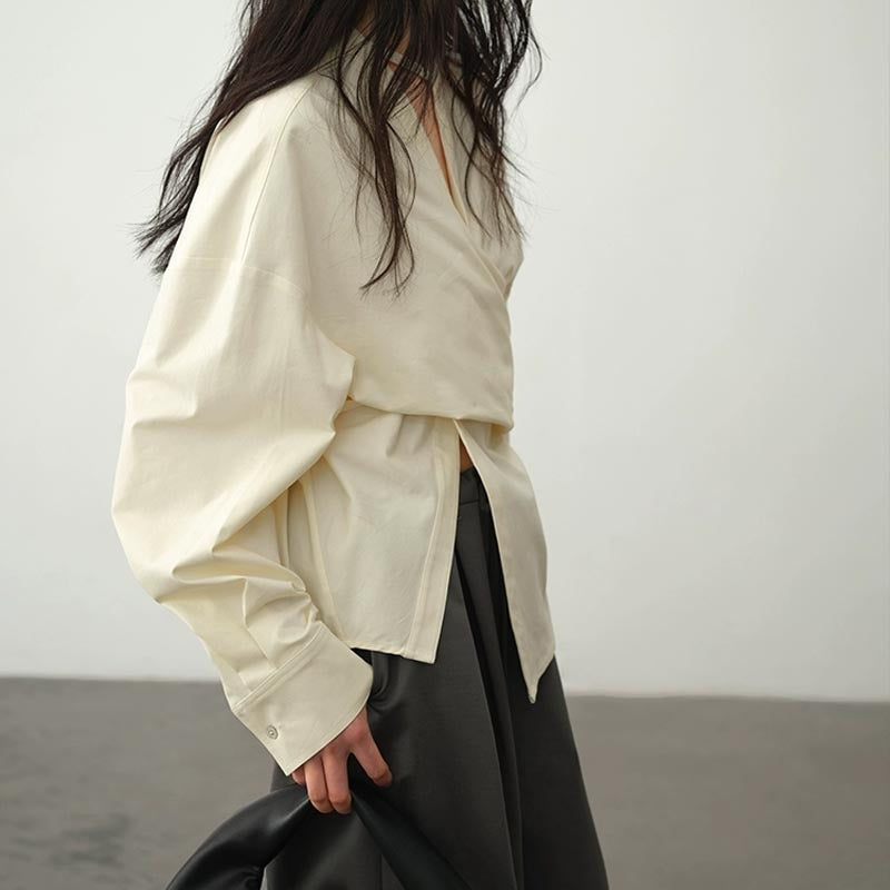 Deconstructive Waist Slimming Asymmetric Shirt