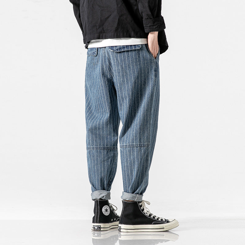 Japanese Style Pinstriped Capri Jeans
