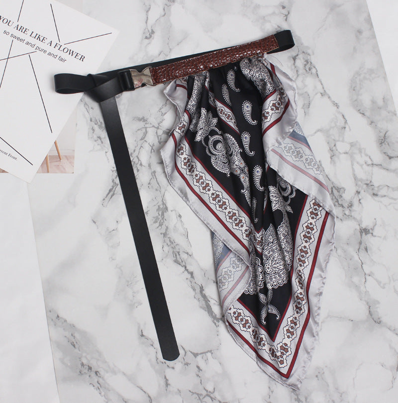 Vintage fashion attached scarf belt