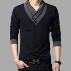 Layered Collar Sleek Long-Sleeved t-Shirt