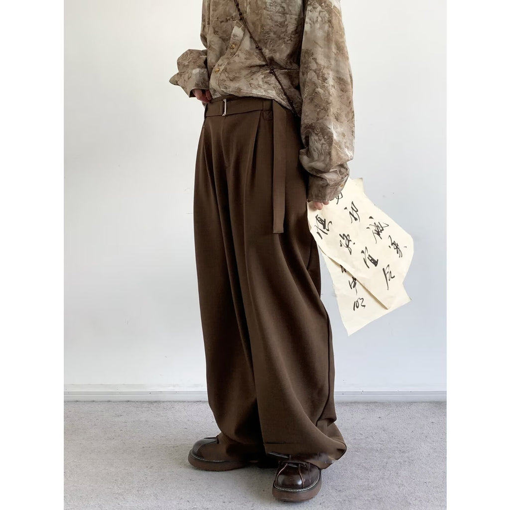 Loose Leisure Draping Wide-Leg Trousers - Strap /no Button