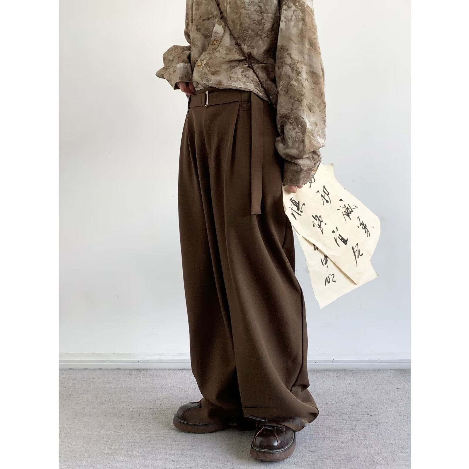 Loose Leisure Draping Wide-Leg Trousers - Strap /no Button