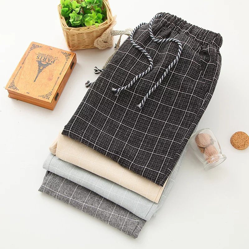 Nine points harem plaid casual pants