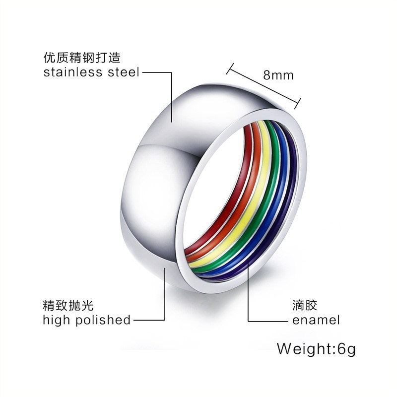 Lowkey Rainbow Stainless Steel Wide Ring