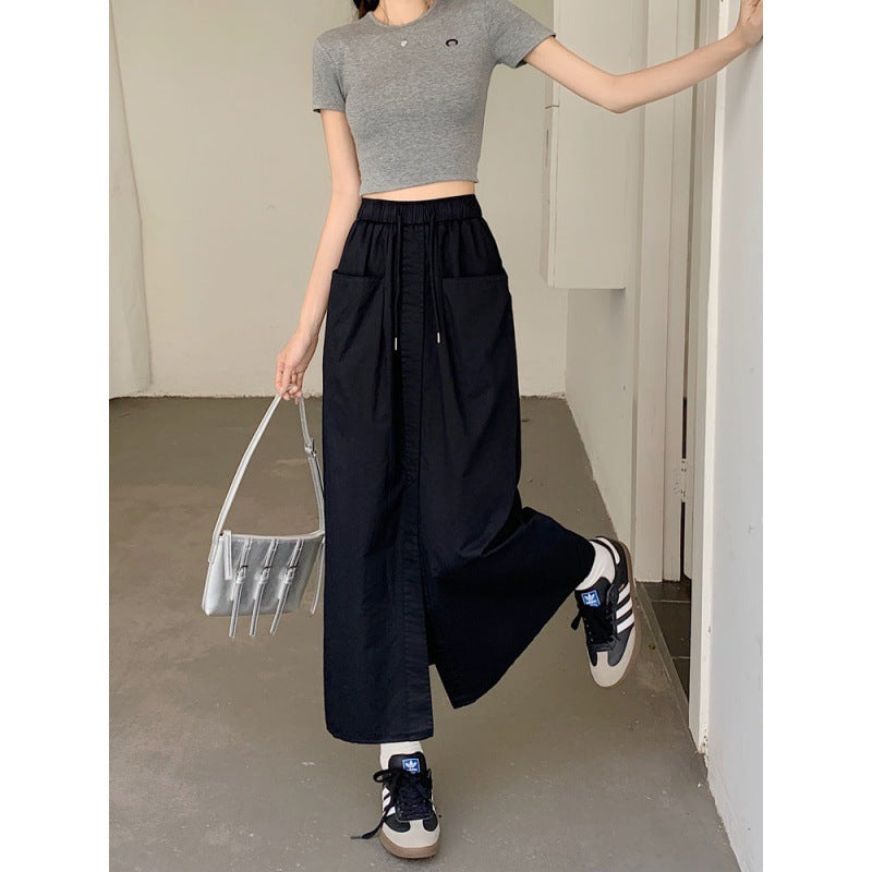 Korean Style Cotton Midi Skirt