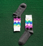 Colored diamond  long socks