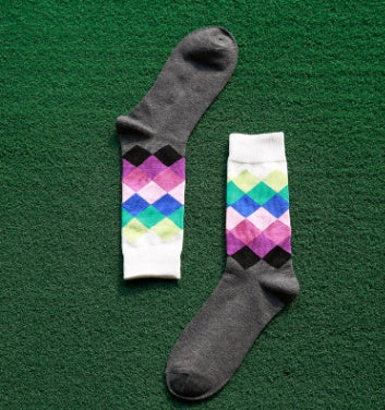 Colored diamond  long socks