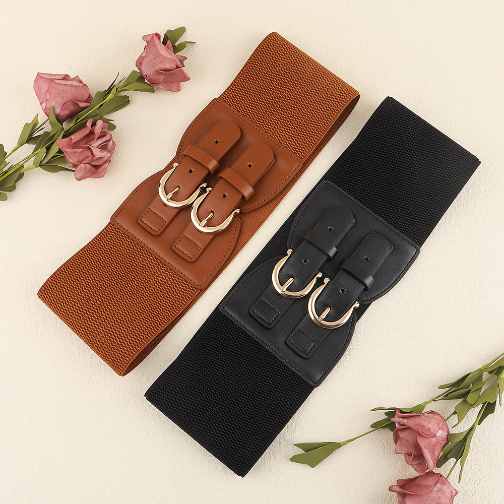 Retro Needle Buckle Waist Elastic Wide Belt