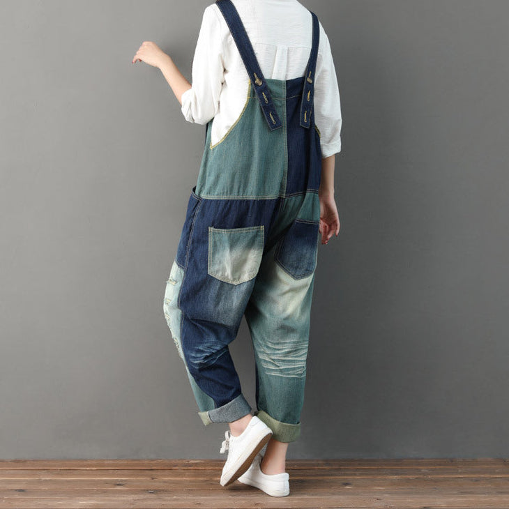 Multi-panel Denim Overalls