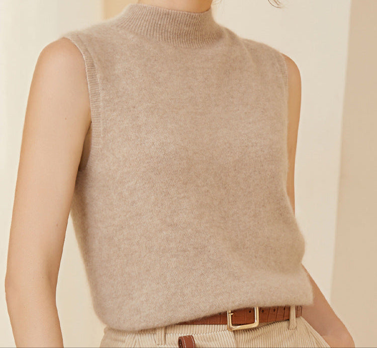Cashmere Mock Turtleneck Sweater Vest