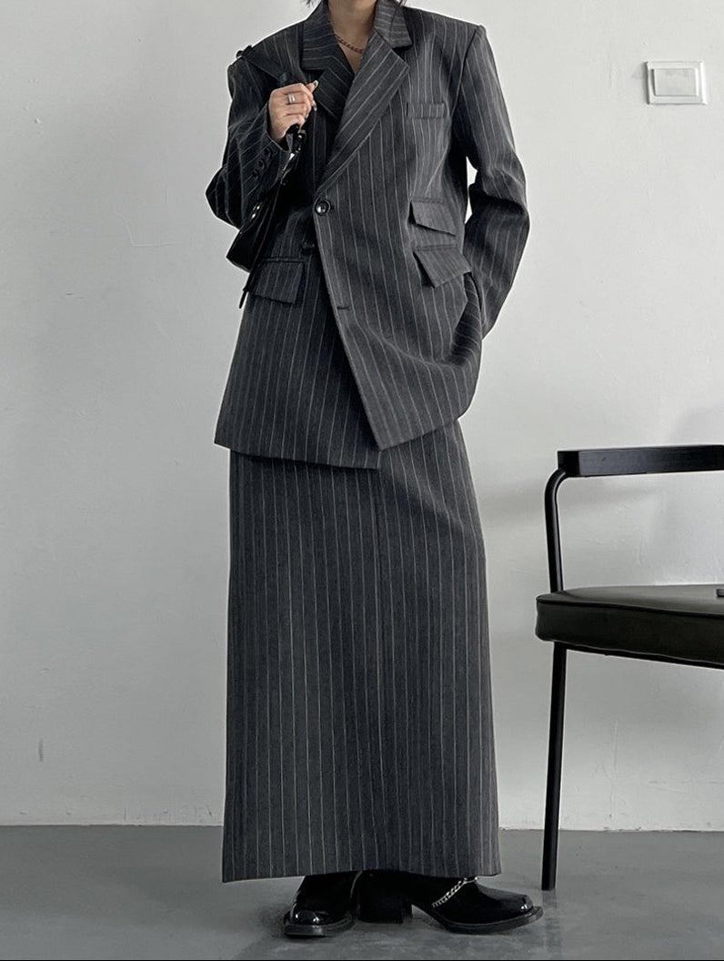 Striped Oversized Skirt Suit