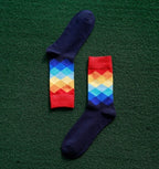 Colored diamond  long socks
