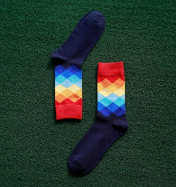 Colored diamond  long socks