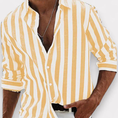 Striped Casual Long-sleeved Print Shirt