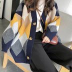 Korean Lazy Style Diamond Cardigan