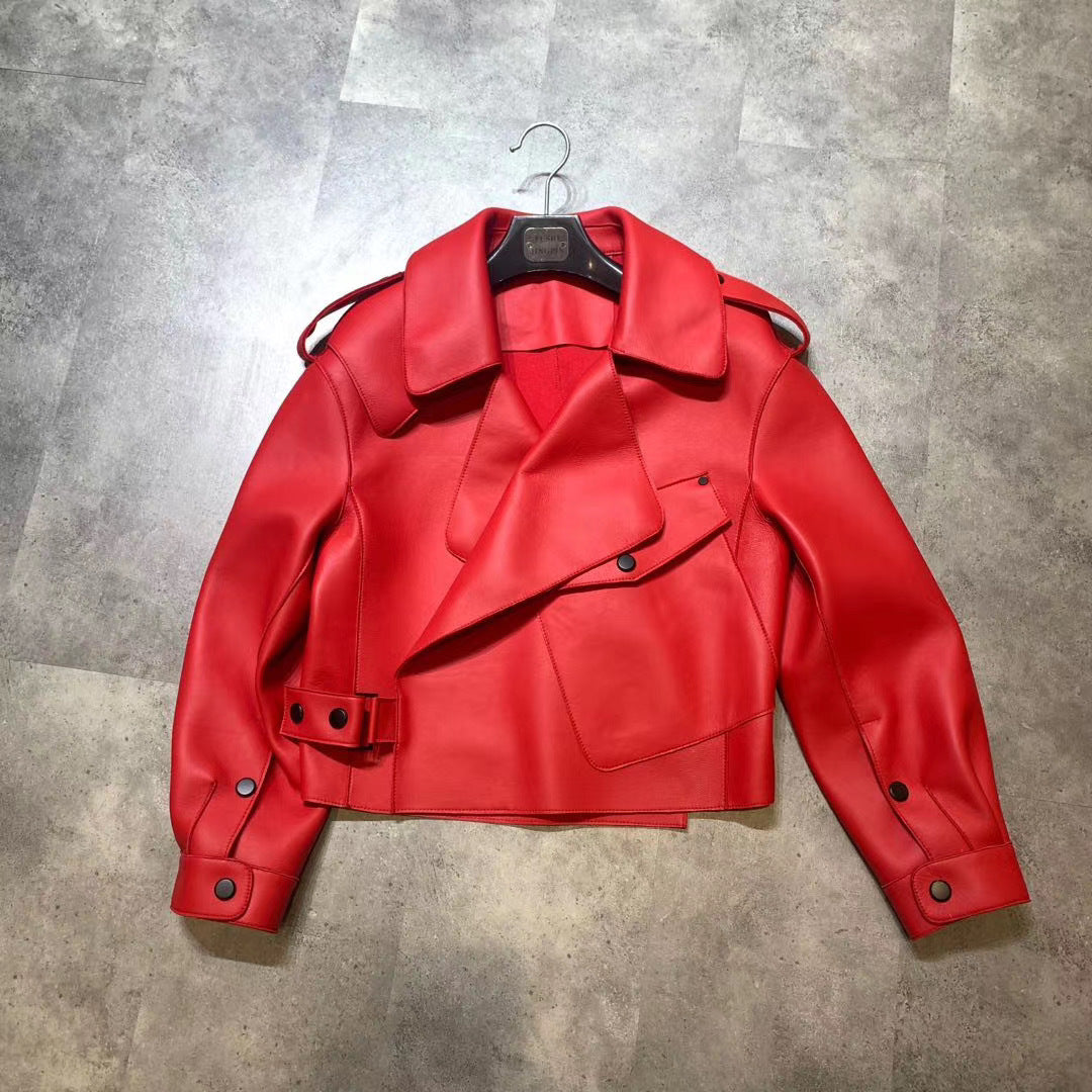 Leather Loose-fitting Cropped Jacket