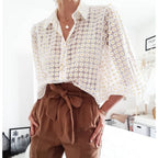 Sheer Daisy Pattern Short Sleeve
