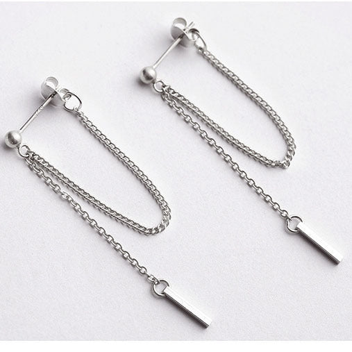 Simple Dangle Chain Earrings S925 (Silver Plated)