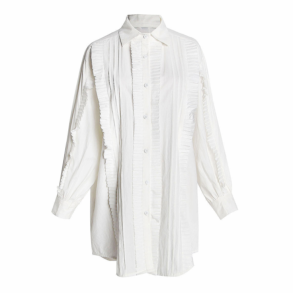 Pleated long shirt/dress w/ vest