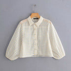 Sheer Daisy Pattern Short Sleeve