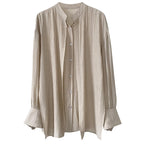 Standing Collar Cross Tie Waist Top