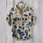 Japanese Graphic Stand Collar Short Sleeve Shirt