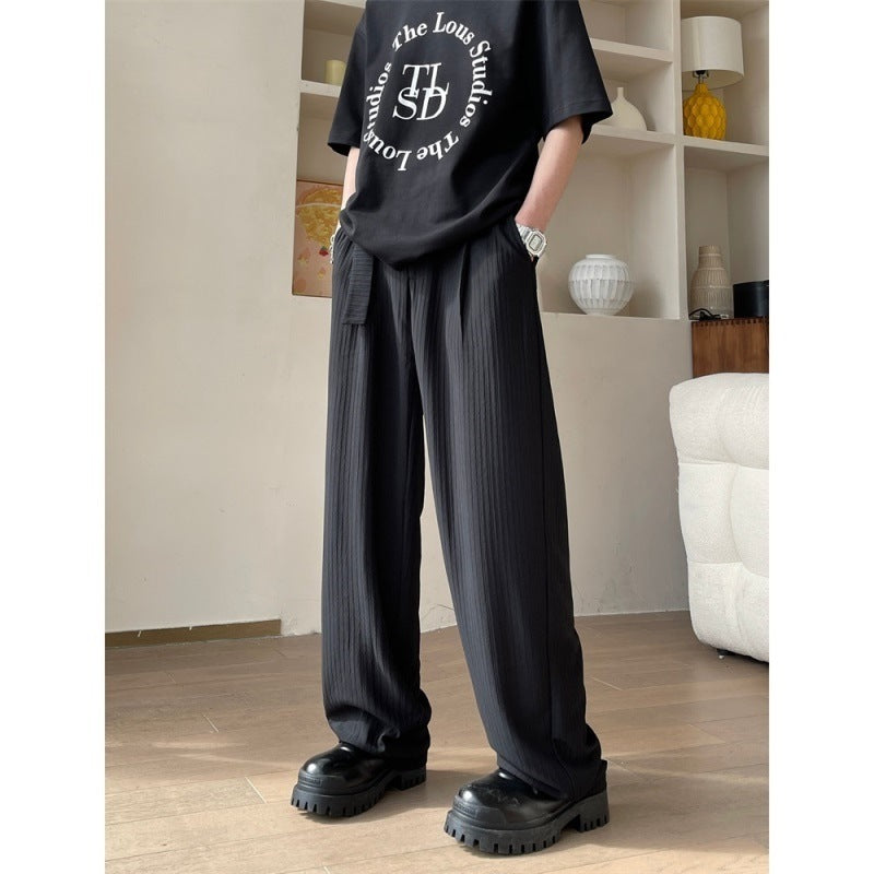 Ice Silk Textured Draping Trousers