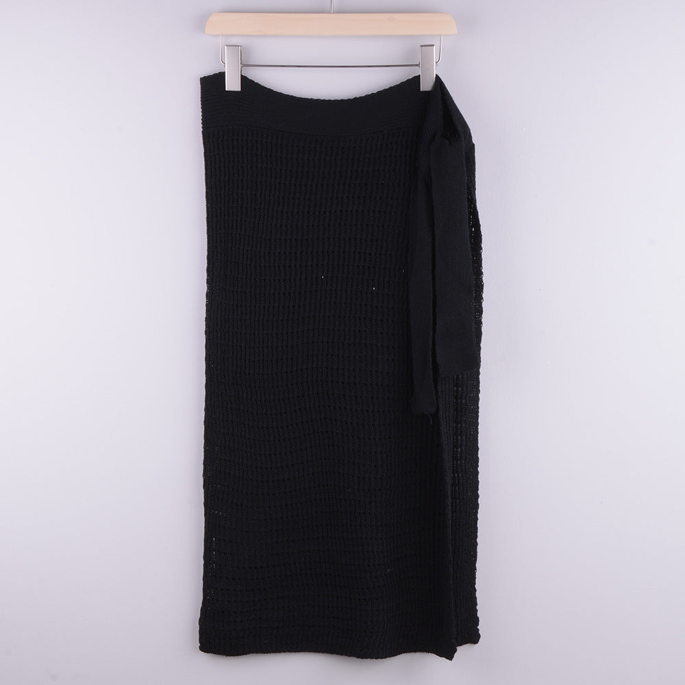 Loose Knitted Tie-On Skirt / Skirt Cover
