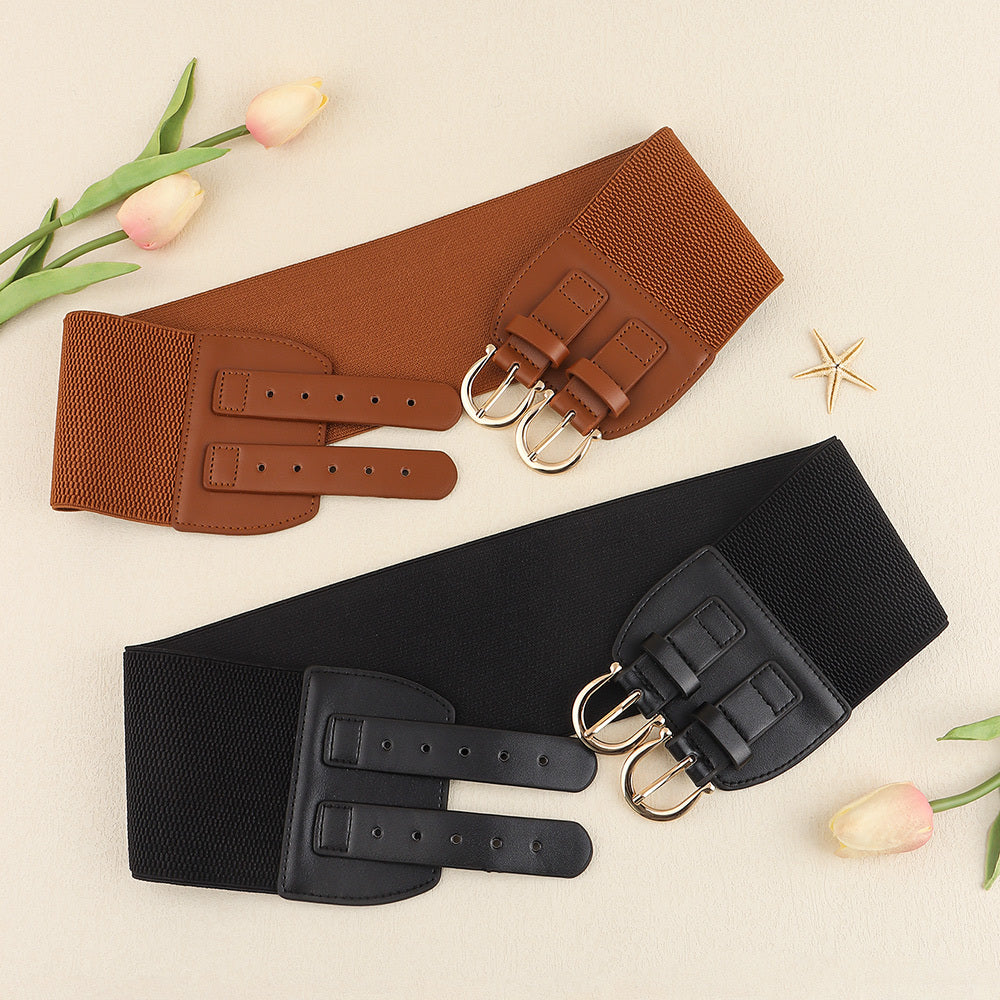 Retro Needle Buckle Waist Elastic Wide Belt