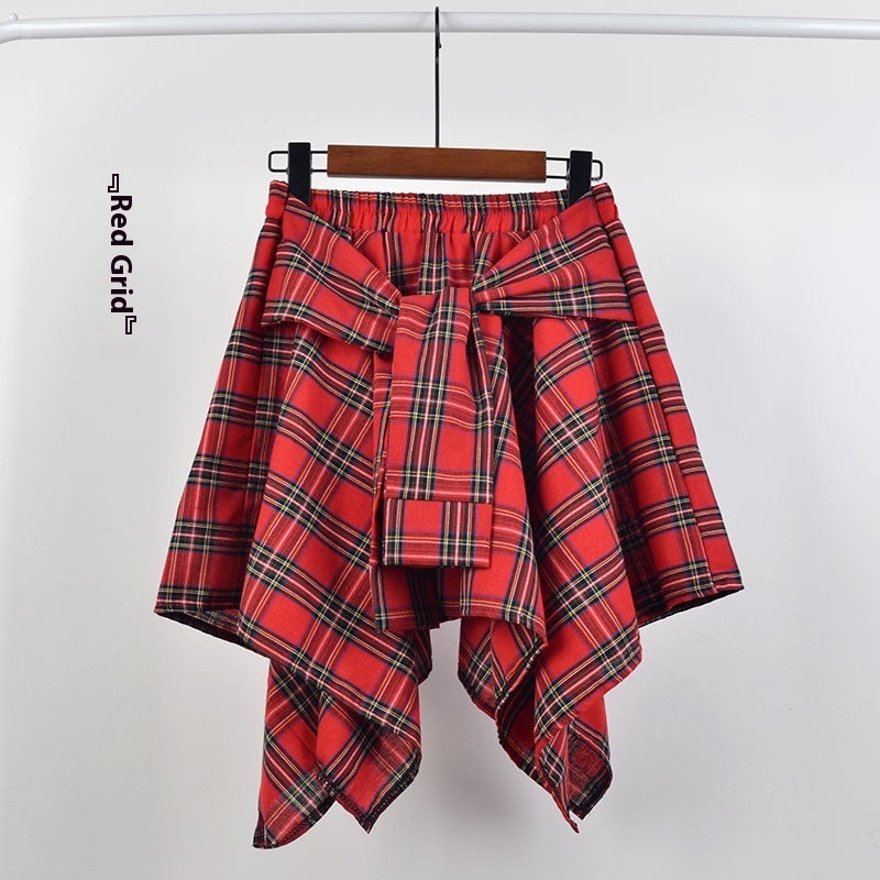 Plaid (T-shirt) Style Irregular Short Skirt / Skirt Top Accessory